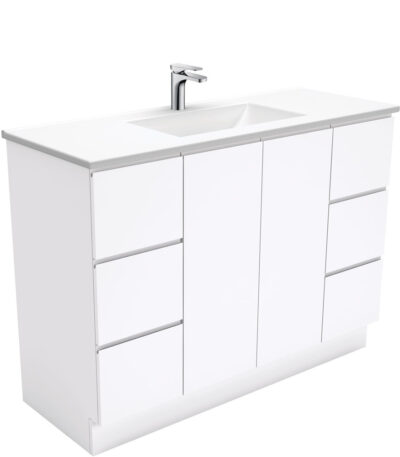 Vanessa Fingerpull Gloss White 1200 Vanity On Kickboard