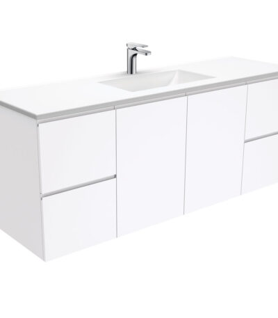 Vanessa Fingerpull Gloss White 1500 Single Bowl Wall-Hung Vanity