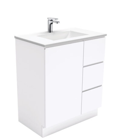 Vanessa Fingerpull Gloss White 750 Vanity On Kickboard
