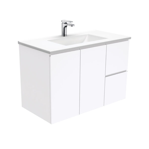 Vanessa Fingerpull Gloss White 900 Wall-Hung Vanity