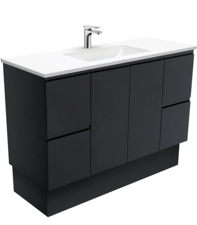 Vanessa Fingerpull Satin Black 1200 Vanity On Kickboard