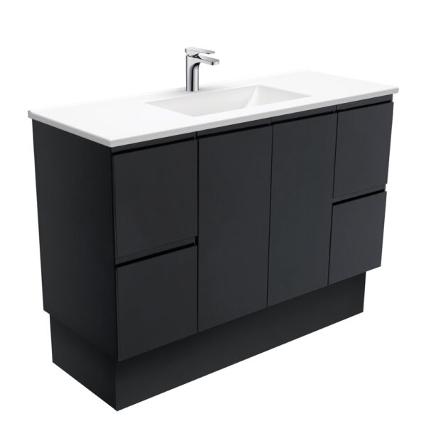 Vanessa Fingerpull Satin Black 1200 Vanity On Kickboard