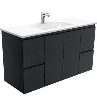 Vanessa Fingerpull Satin Black 1200 Wall-Hung Vanity