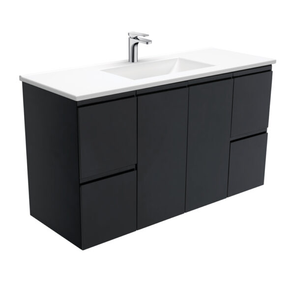 Vanessa Fingerpull Satin Black 1200 Wall-Hung Vanity