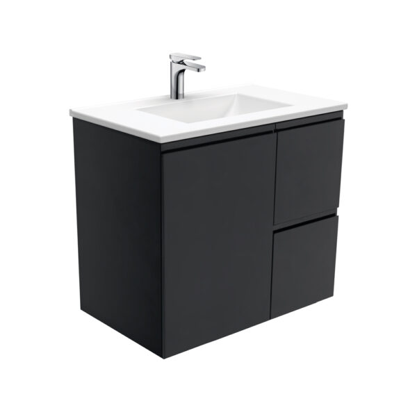 Vanessa Fingerpull Satin Black 750 Wall-Hung Vanity