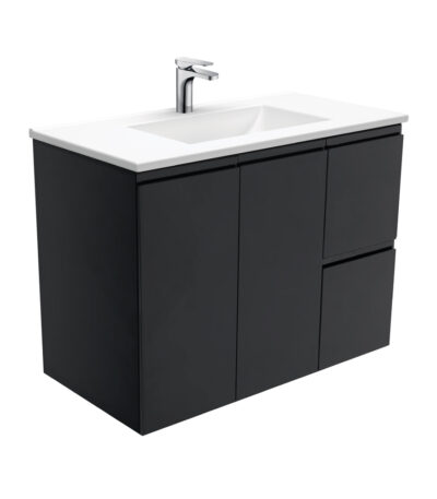 Vanessa Fingerpull Satin Black 900 Wall-Hung Vanity