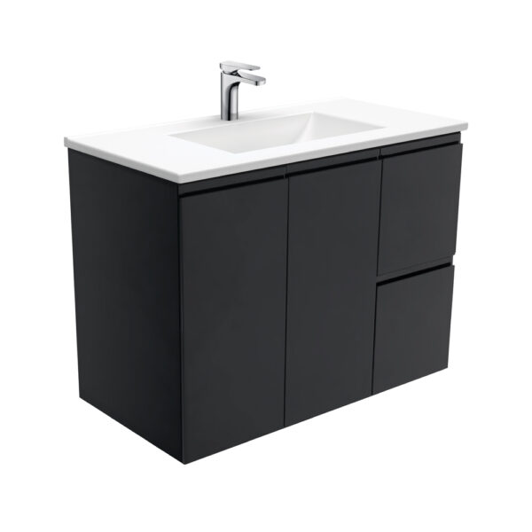 Vanessa Fingerpull Satin Black 900 Wall-Hung Vanity