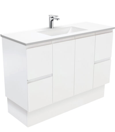 Vanessa Fingerpull Satin White 1200 Vanity On Kickboard