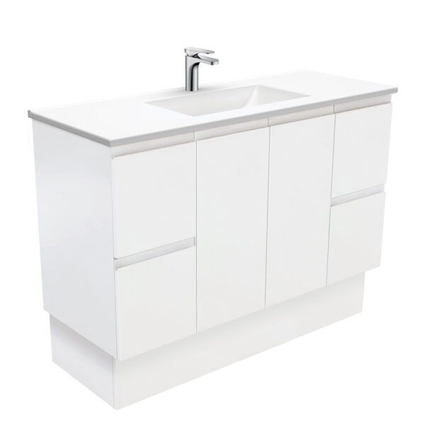 Vanessa Fingerpull Satin White 1200 Vanity On Kickboard