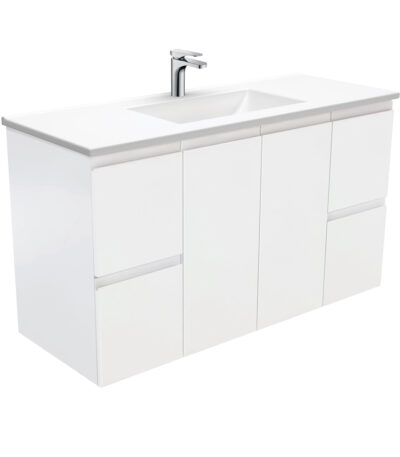 Vanessa Fingerpull Satin White 1200 Wall-Hung Vanity