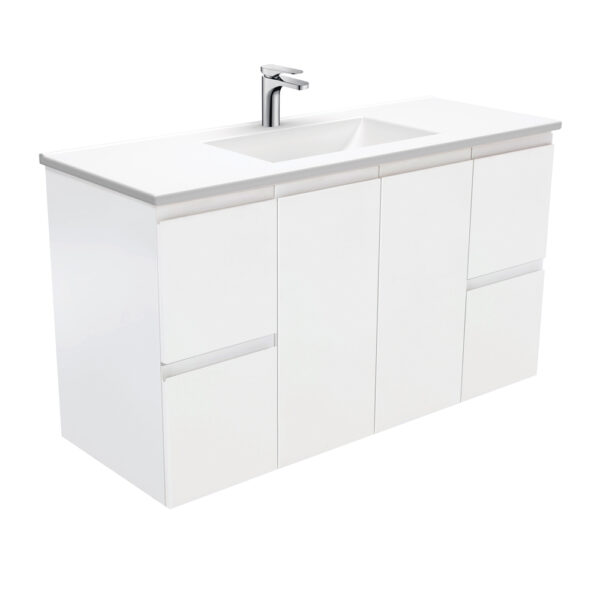 Vanessa Fingerpull Satin White 1200 Wall-Hung Vanity