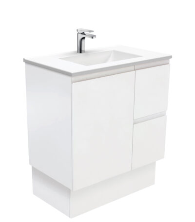 Vanessa Fingerpull Satin White 750 Vanity On Kickboard