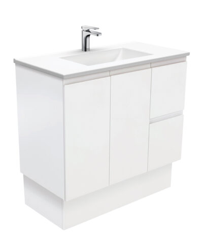 Vanessa Fingerpull Satin White 900 Vanity On Kickboard