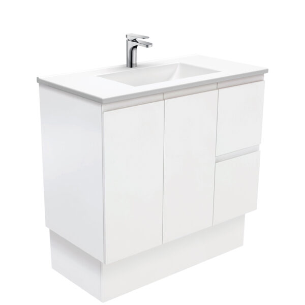Vanessa Fingerpull Satin White 900 Vanity On Kickboard