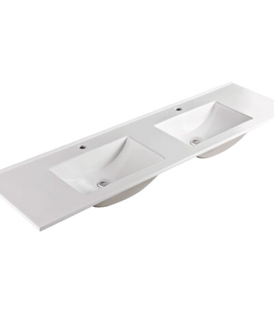 Vanessa Full Depth Double Bowl Poly-Marble Basin Top 1800