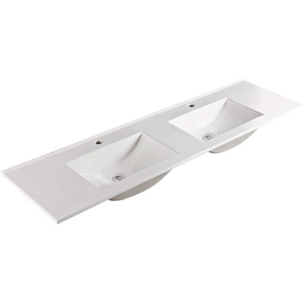 Vanessa Full Depth Double Bowl Poly-Marble Basin Top 1800