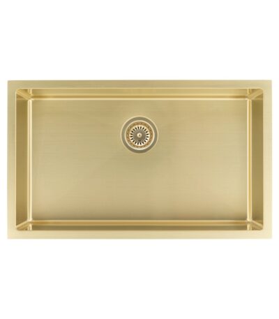 Vari Single Sink 750mm - Brushed Brass w Rack