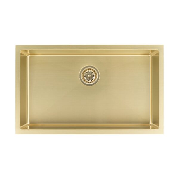 Vari Single Sink 750mm - Brushed Brass w Rack