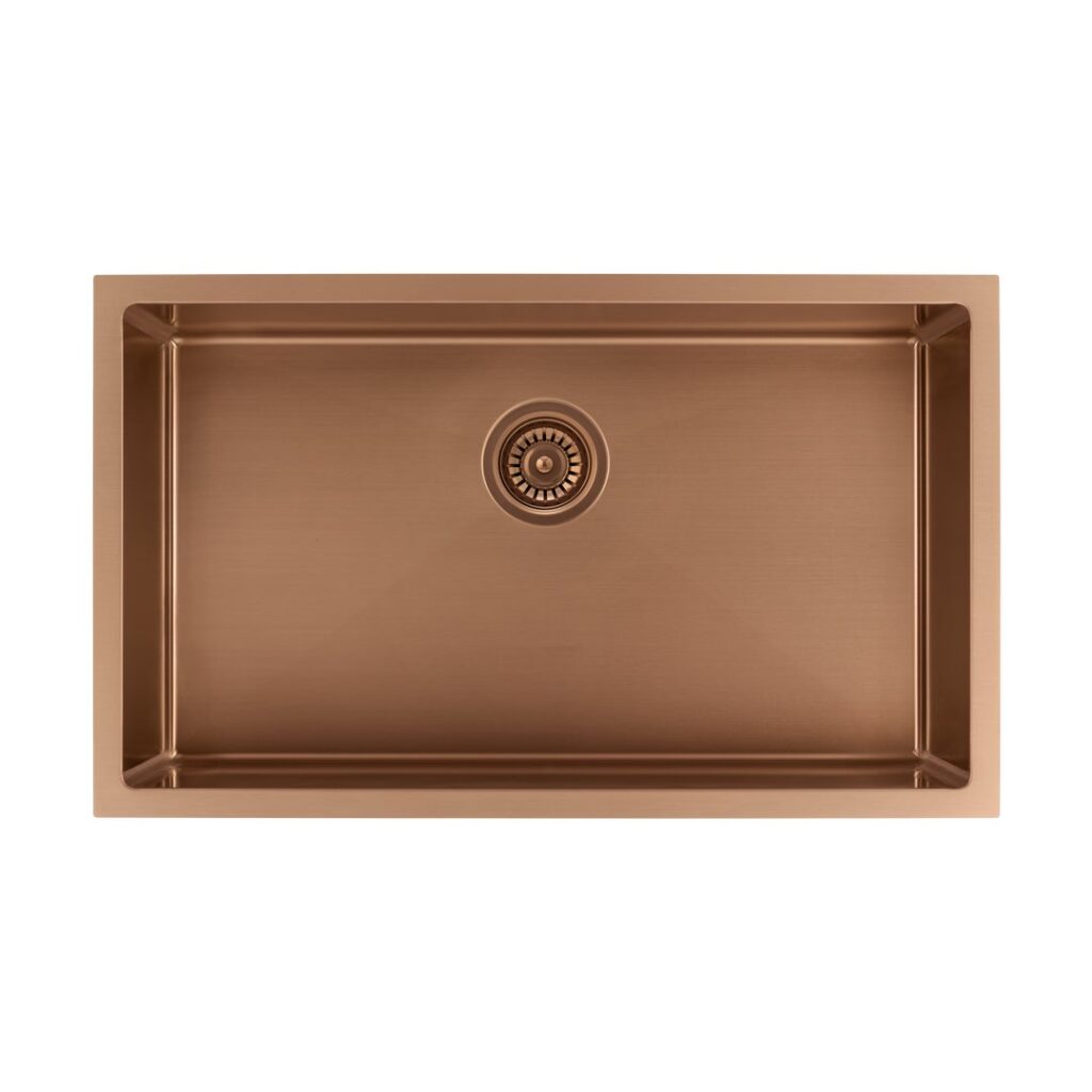 Vari - Single Sink 750mm - Brushed Copper w Rack