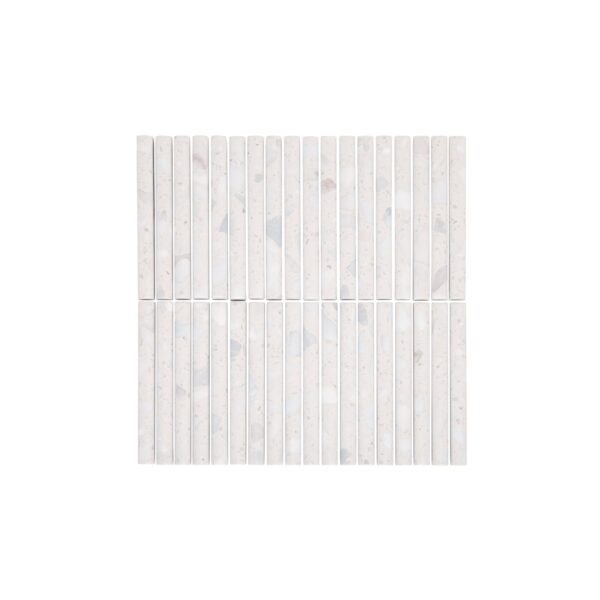 Verona Terrazzo Rounded Finger Mosaic Tile - White