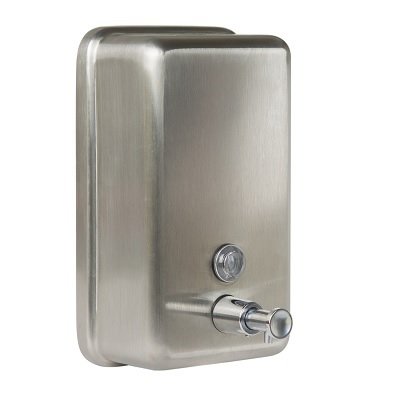 VERTICAL LIQUID SOAP DISPENSER WITH ANTI CORROSION INTERNAL NYLON LINING SATIN STAINLESS STEEL METLAM ML605AS_N - Urban Designs Bathroom and Kitchen