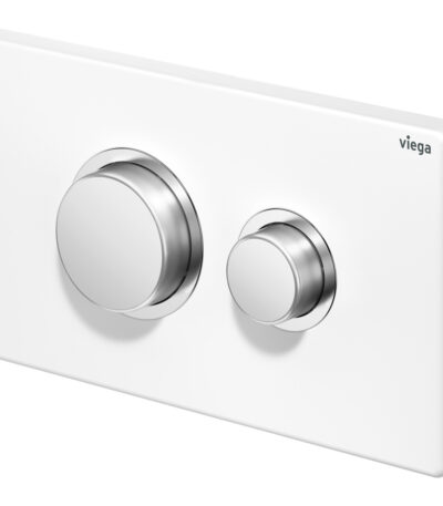 Viega Visign Public 11 Raised Button Flush Plate, White and Chrome