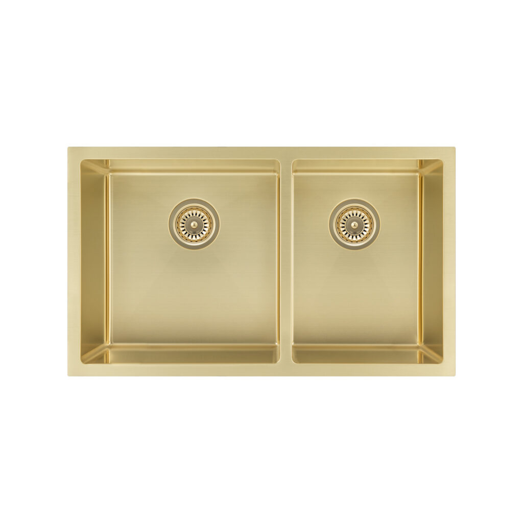 Vita Double Kitchen Sink 760mm – Brushed Brass