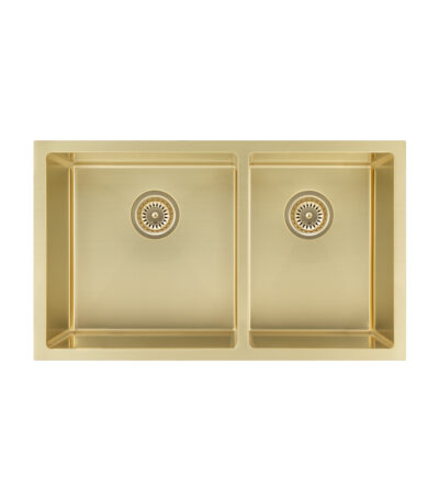 Vita Double Kitchen Sink 760mm – Brushed Brass