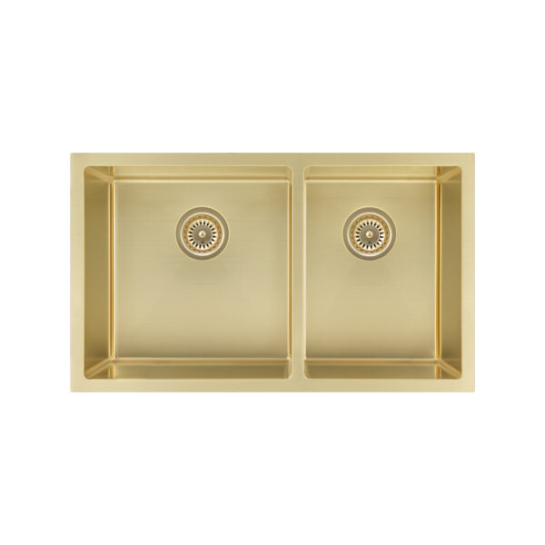 Vita Double Kitchen Sink 760mm – Brushed Brass