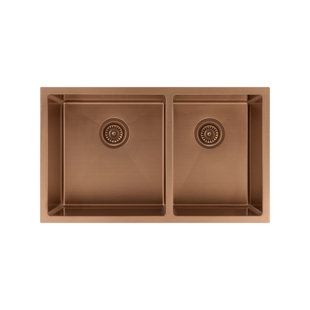 Vita Double Kitchen Sink 760mm – Brushed Copper