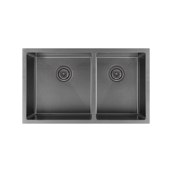 Vita Double Kitchen Sink 760mm - Brushed Gunmetal