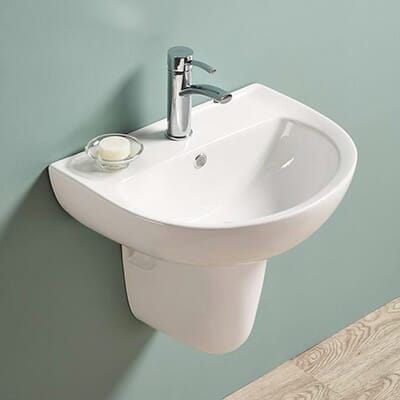 Wall Hung Ceramic Basin - Overflow - Tap Hole - Gloss White - Round - 550mm | PW5443B