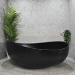 Wave Oval Wide Freestanding Bathtub - Matt Black - No Overflow - 1800mm | SB821-1800MB