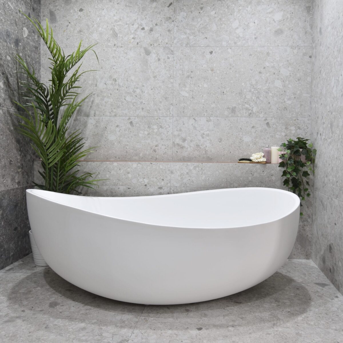 Wave Oval Wide Freestanding Bathtub - Matt White - No Overflow - 1800mm | SB821-1800MW