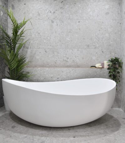 Wave Oval Wide Freestanding Bathtub - Matt White - No Overflow - 1800mm | SB821-1800MW