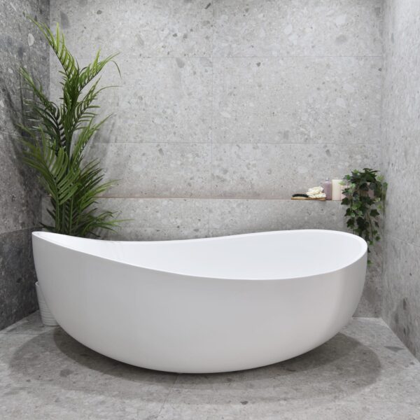 Wave Oval Wide Freestanding Bathtub - Matt White - No Overflow - 1800mm | SB821-1800MW
