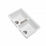 White Carysil CG2B3322 Double Bowl Stone Kitchen Sink - 824x481x241mm | TWM3322-W
