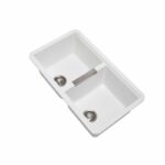 White Carysil CG2B3322 Double Bowl Stone Kitchen Sink - 824x481x241mm | TWM3322-W
