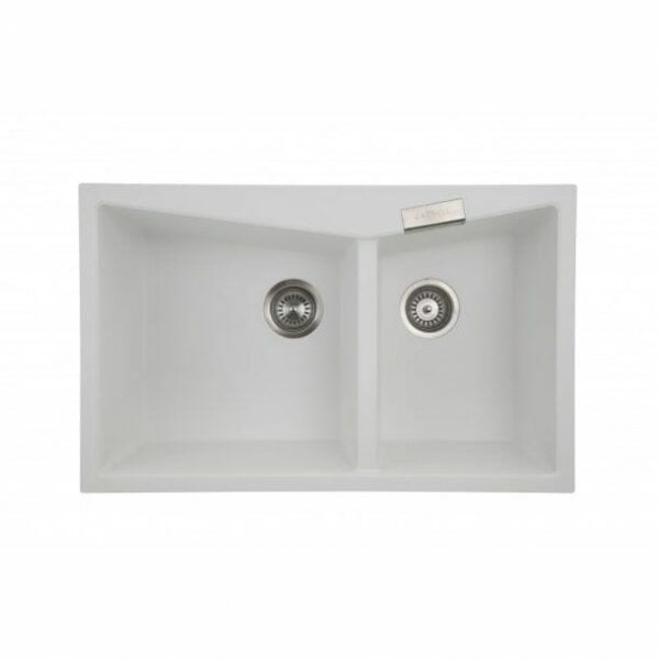 White Carysil CGDB 3220 Double Bowl Stone Kitchen Sink - 800x500mm | TWM-3220W
