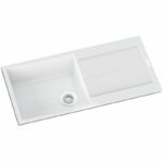 White Carysil Enigma D100L Granite Single Bowl with Drain Board Stone Kitchen Sink - 1000x500mm | TWM-ED100LW