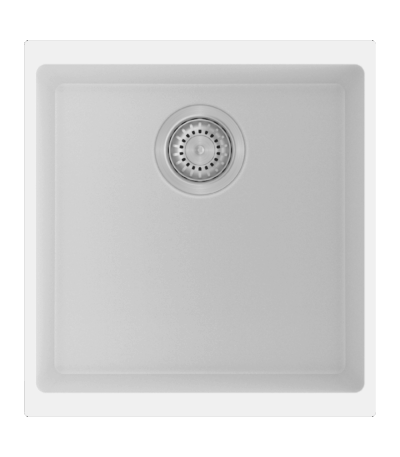 White Carysil Enigma N100M Granite Single Bowl Stone Kitchen Sink - 430x460x200mm | TWM-EN100MW