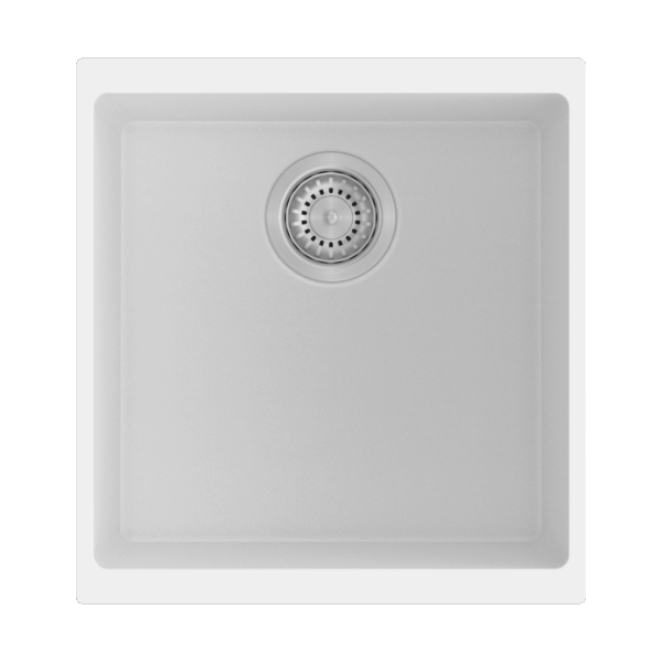 White Carysil Enigma N100M Granite Single Bowl Stone Kitchen Sink - 430x460x200mm | TWM-EN100MW