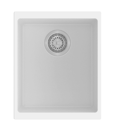 White Carysil Enigma N100N Granite Single Bowl Stone Kitchen Sink - 370x460x200mm | TWM-EN100NW