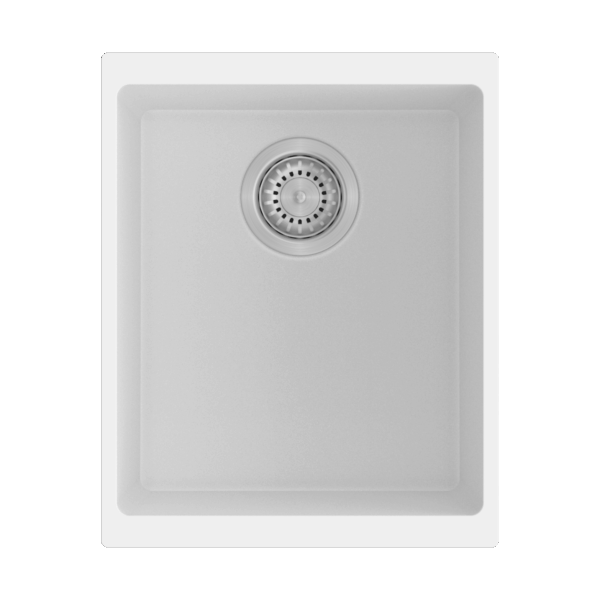 White Carysil Enigma N100N Granite Single Bowl Stone Kitchen Sink - 370x460x200mm | TWM-EN100NW