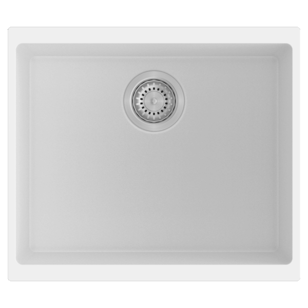 White Carysil Enigma N100S Granite Single Bowl Stone Kitchen Sink - 530x460x200mm | TWM-EN100SW