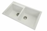 White Carysil New Beethoven D200 Granite 1 and 3/4 Bowl Stone Kitchen Sink - 860x500x200mm | TWMN-200W