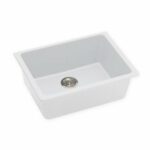 White Granite Quartz Stone Undermount Kitchen Sink Single Bowl - 635X470X241mm | WH6347.KS