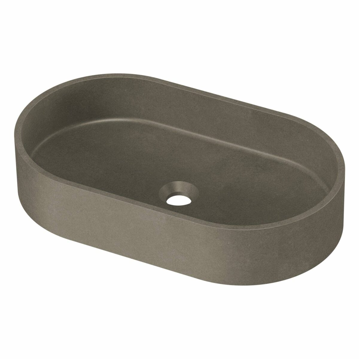 Zale Concrete Oval Basin Grey 600 x 350 x 120 NTH - Dark Grey | HTI-22-504