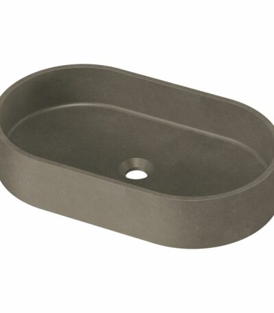 Zale Concrete Oval Basin Grey 600 x 350 x 120 NTH - Dark Grey | HTI-22-504