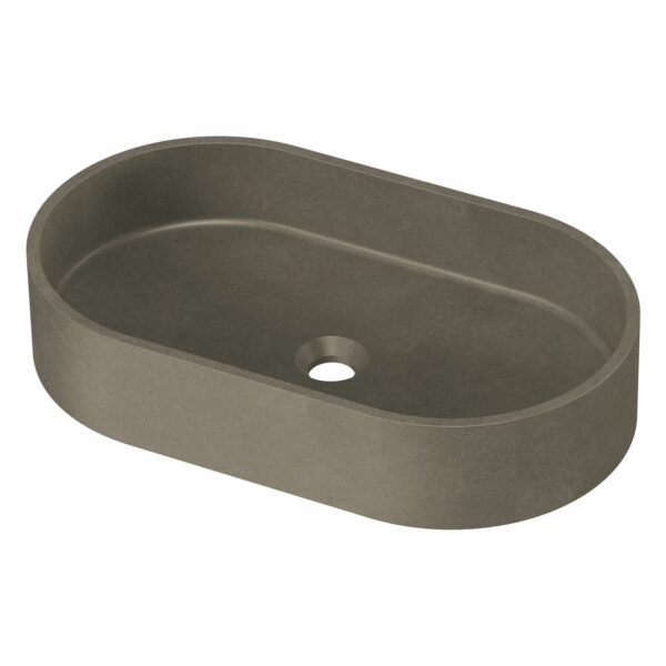 Zale Concrete Oval Basin Grey 600 x 350 x 120 NTH - Dark Grey | HTI-22-504